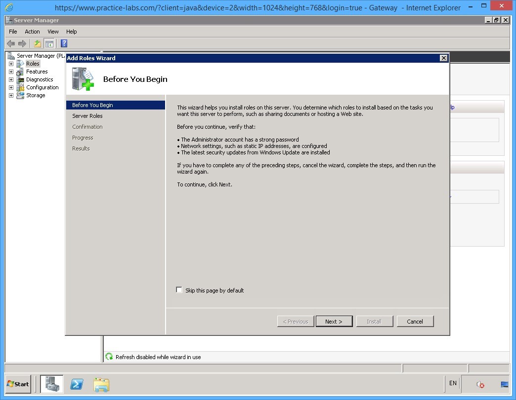 Practice Labs screenshot.
